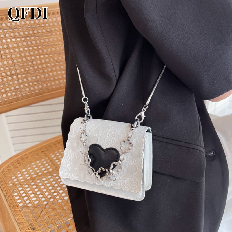 QFDI Túi Đeo Chéo Một Bên Vai Hình Vuông Nhỏ Thiết Kế Đơn Giản Thời Trang Phong Cách niche Phổ Biến