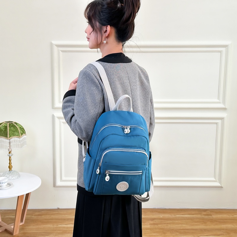 Ba Lô Canvas Siêu Nhẹ Nhiều Túi Phong Cách Hàn Quốc Mới