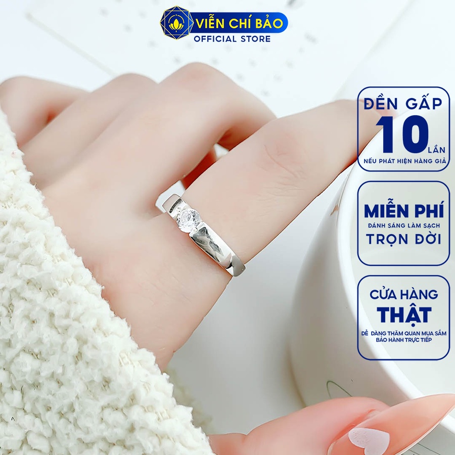 Nhẫn bạc nữ Candy đá trắng chất liệu bạc 925 thời trang phụ kiện trang sức Viễn Chí Bảo N700341