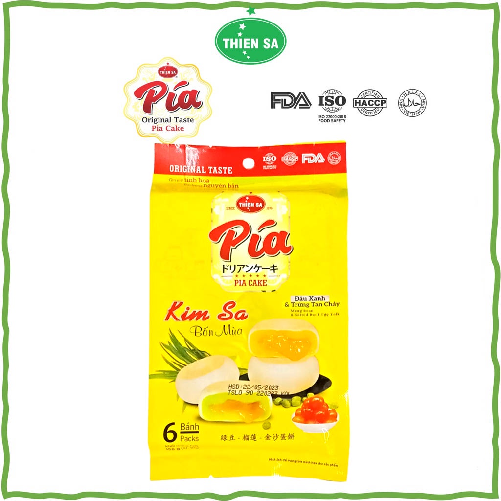 Bánh Pía Mini Sầu Riêng Tươi, Đậu Xanh Thương Hiệu Thiên Sa Chính Hãng Vị Kim Sa, Lá Dứa, Đậu Xanh