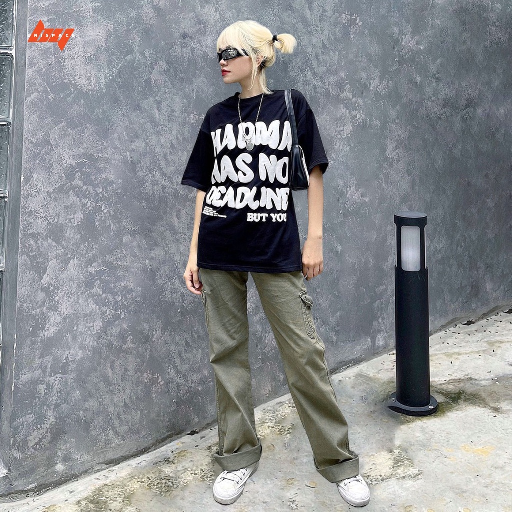 Áo thun local brand By Unispace chính hãng tay lỡ form rộng unisex nam nữ in nổi Karma- JKLB2023