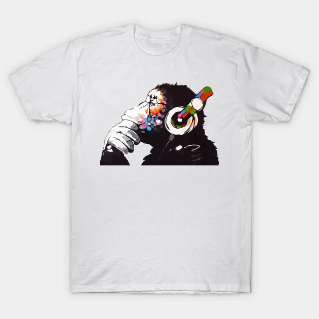 Áo thun hình BANKSY DJ Monkey Thinker cực chất giá rẻ mẫu HOT bán chạy