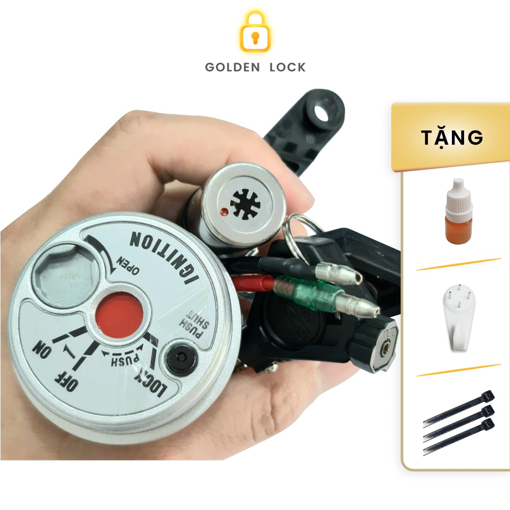 Bộ ổ khoá 8 cạnh xe Exciter 135 nắp từ (2 dây, có khóa yên rời) chống trộm hàng Đài Loan