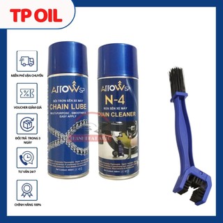 Combo Vệ sinh sên ArrowSP N-4 Chain Cleaner 400ml, Bôi trơn sên ArrowSP Chain Lube 400ml tặng bàn chải vệ sinh sên