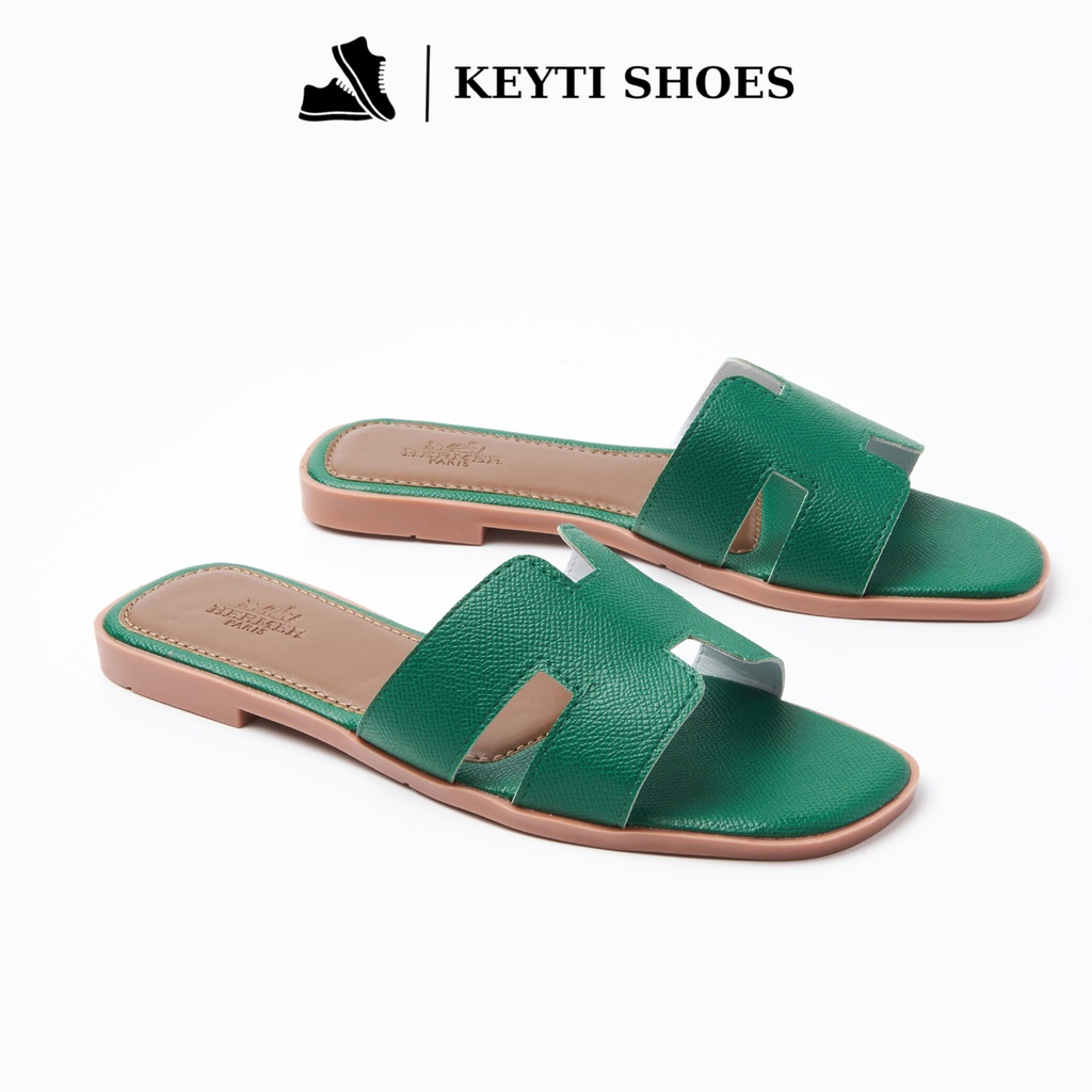 Dép da thời trang nữ Hermes đế cao su chống trơn trượt, đế kếp siêu bền