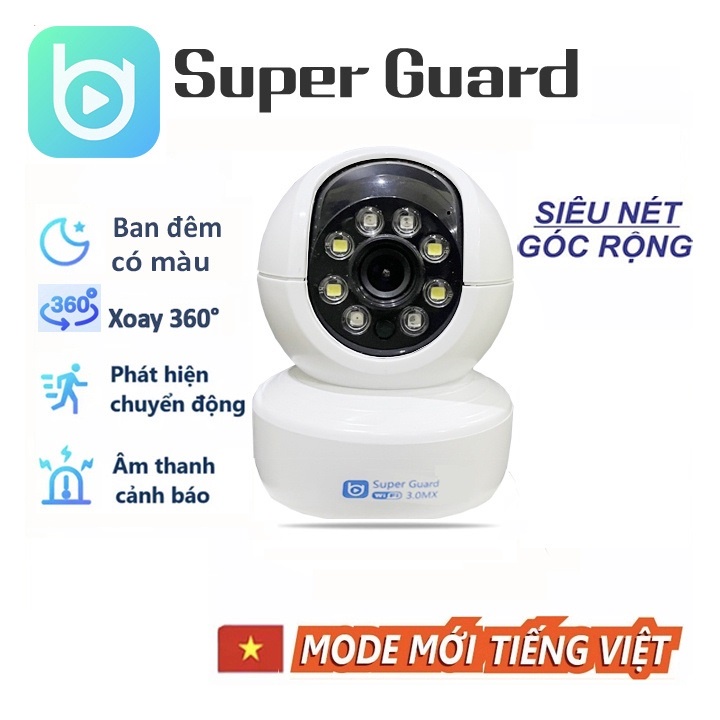 Camera Wifi thông minh Super Guard siêu nét, góc rộng đàm thoại 2 chiều, ban đêm có màu