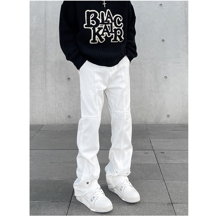 Quần jean ống loe cúc bấm nam nữ 4M OFFICIAL, Quần jean baggy unisex