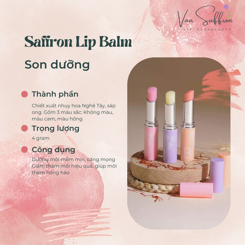 Son dưỡng môi Saffron Lip Balm - tinh chất saffron nhụy hoa nghệ tây Hàn Quốc.