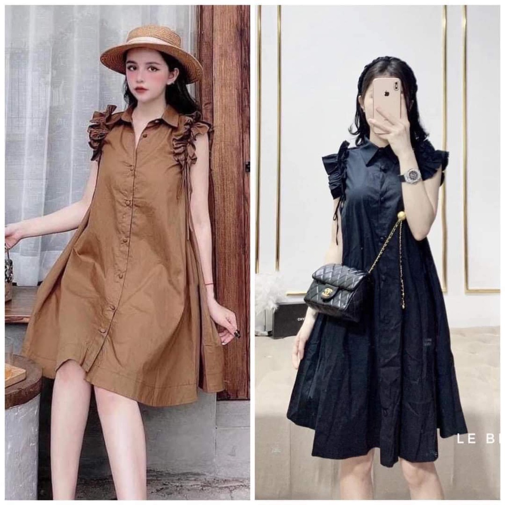 VÁY BẦU SÁT NÁCH-CỔ SƠ MI TAY BÈO,DÁNG XUÔNG PHÔNG RỘNG ĐẸP-KHUY THẬT CHẤT MÁT