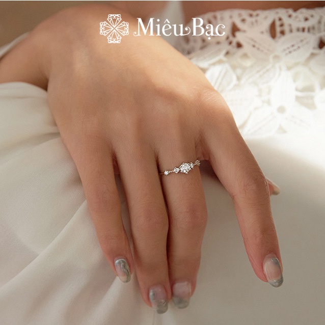 Nhẫn bạc nữ Miêu Bạc Snow Princess nạm đá lấp lánh sanh chảnh đủ size chất liệu bạc s925 phụ kiện trang sức nữ N400025