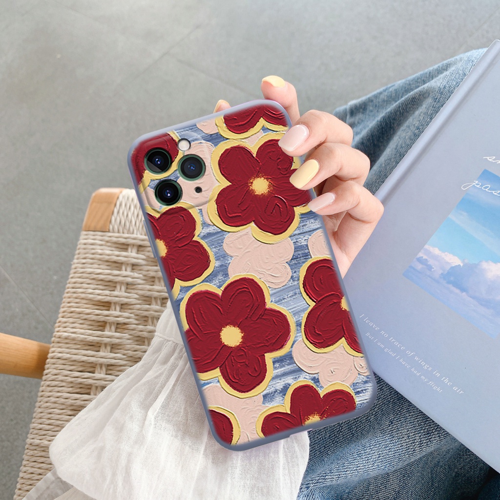 Ốp iphone hoa mùa hè hoa đỏ độc lạ dễ thương Chống Xước Chống Rơi iphone 14 13 12 11 Pro Max SE 2020 X XR XS 8 7 6 Plus