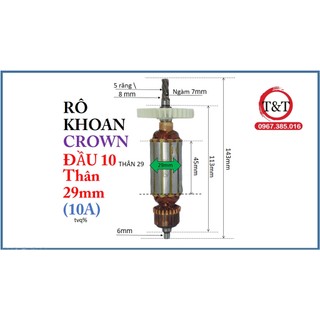 Rô khoan 10 ly crown, ruột khoan crown 10mm