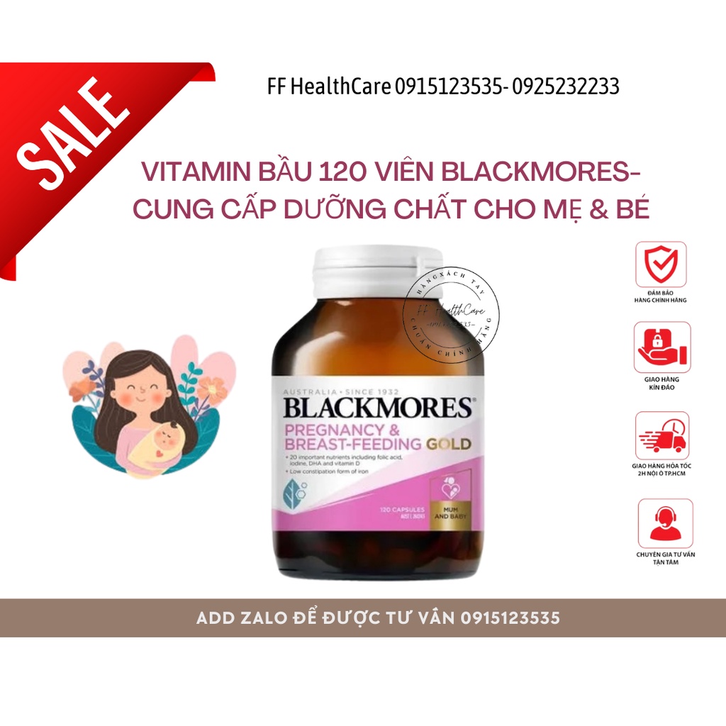 Vitamin Bầu Blackmores Pregnancy & breast feeding gold 120 Viên- Vitamin tổng hợp bầu và sau sinh