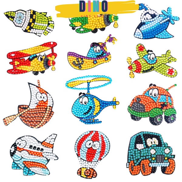 Tranh Đính Đá Cho Bé Trai - Siêu Nhân Rô Bốt Xe