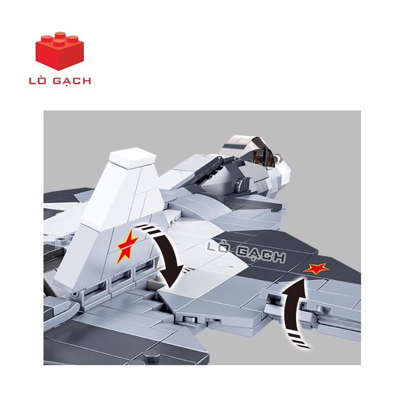 Bộ xếp hình máy bay chiến đấu Su 57 PAKFA quân đội Nga 893 chi tiết