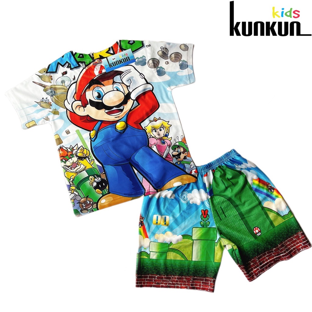 Quần áo bé trai thun lạnh in 3d hoạt hình Kunkun TP064 - Bộ cộc tay bé trai size đại từ 10-60kg