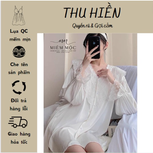 Mã 81 - Váy ngủ sơ mi sexy lụa cao cấp- Đầm lụa mặc nhà - váy lụa hàng quảng châu