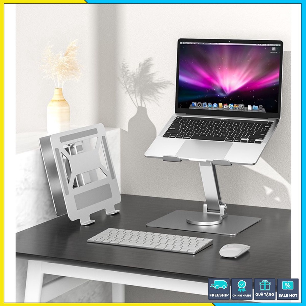 Giá đỡ Laptop Máy tính bảng, iPad E17 Công thái học - Đế tản nhiệt kê laptop hợp kim nhôm xoay 360 độ có thể gập lại