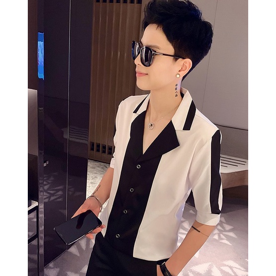 Áo sơ mi, áo sơ mi nam phối màu tay lưng hottrend cực sang chảnh, độc lạ và cá tính, vải mềm mịn thoáng mát - N12