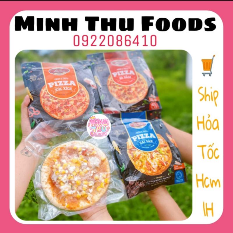 Pizza làm sẵn đông lạnh vị hải sản xúc xích bò bằm  / phô mai bào