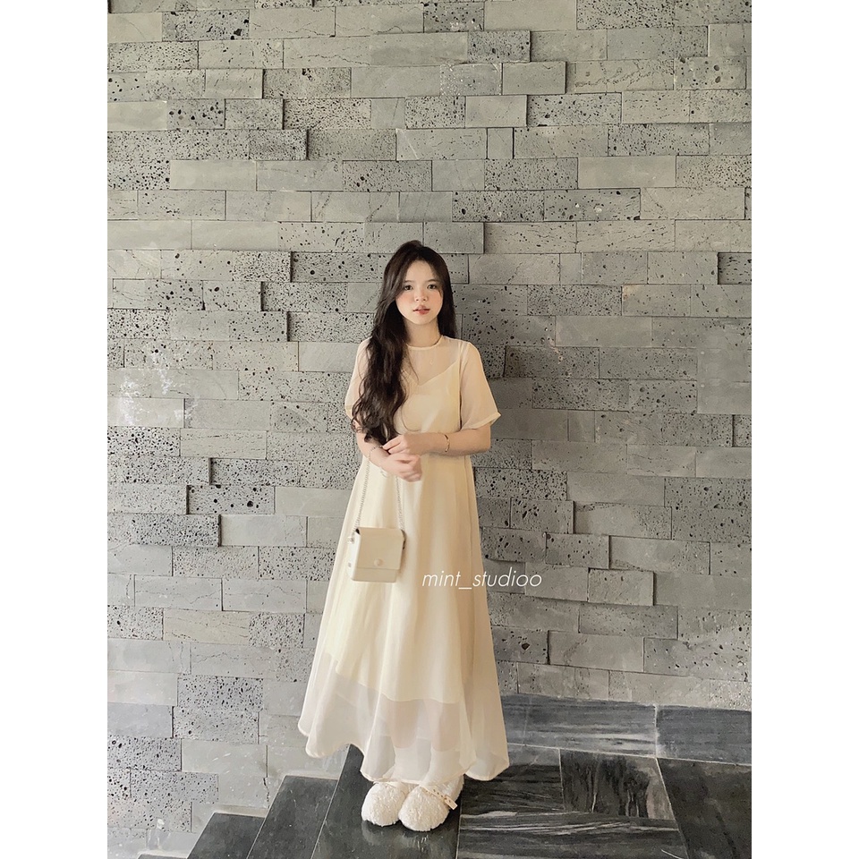 Yuri Dress váy tơ thướt tha dáng dài tặng kèm váy hai dây trong