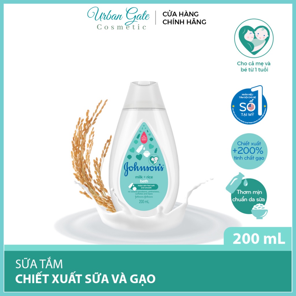 Sữa tắm em bé JOHNSON Baby Bath Milk Rice 200ml (Dùng được cho mẹ và bé)