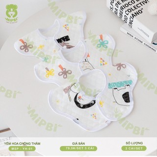 Set 3 yếm hoa chống thấm mipbi cho bé