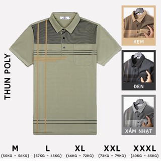 Áo Thun Polo Nam Rurumen - Áo Thun Có Cổ Nam Big Size - Áo Phông POLY Tay Ngắn Form Rộng In Sọc Có Túi VNXK - CS200