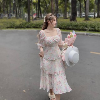 Đầm hoa ren xanh