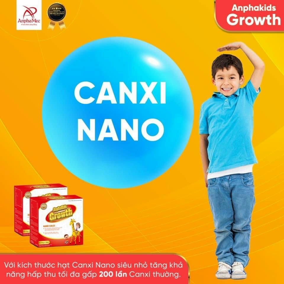 Tăng Chiều Cao Cho Bé Nano Canxi AnphaKids Growth - Sản Phẩm Viện Hàn Lâm KH&amp;CN Việt Nam