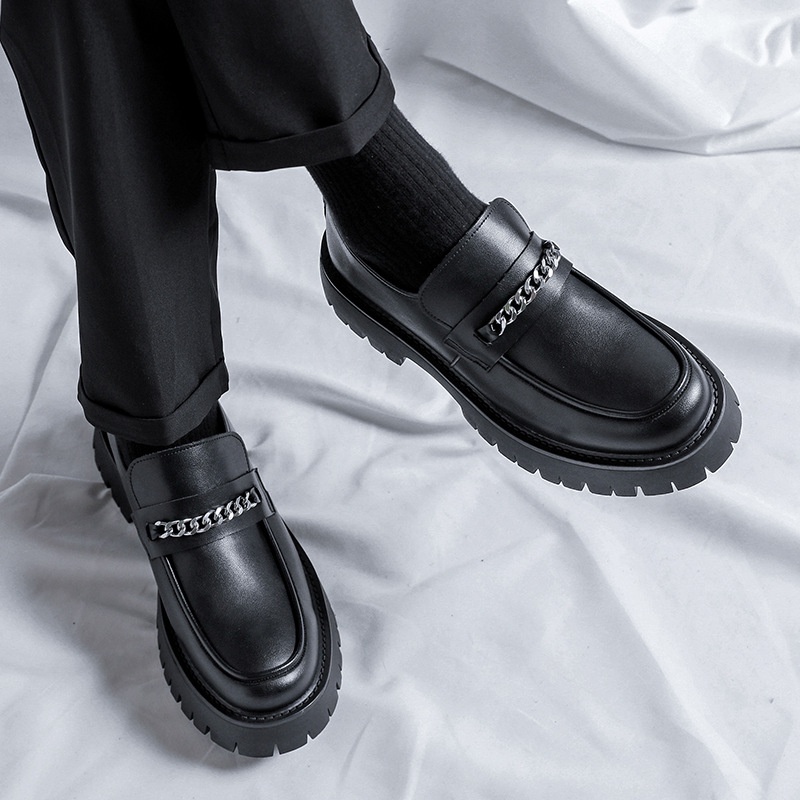 Giày Chunky Loafers dây xích đế đúc, Giày lười nam HOMME tăng 4,5cm chiều cao 2137-R