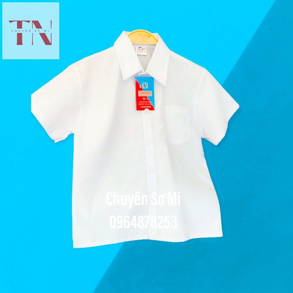 Áo sơ mi, áo sơ mi trắng tay ngắn dành cho bé trai size 12-18kg