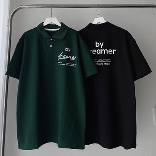 Áo thun polo dreamer màu đen và xanh form rộng unisex nam nữ