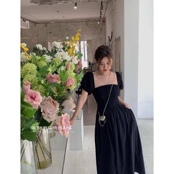 Váy maxi tay phồng 2 màu