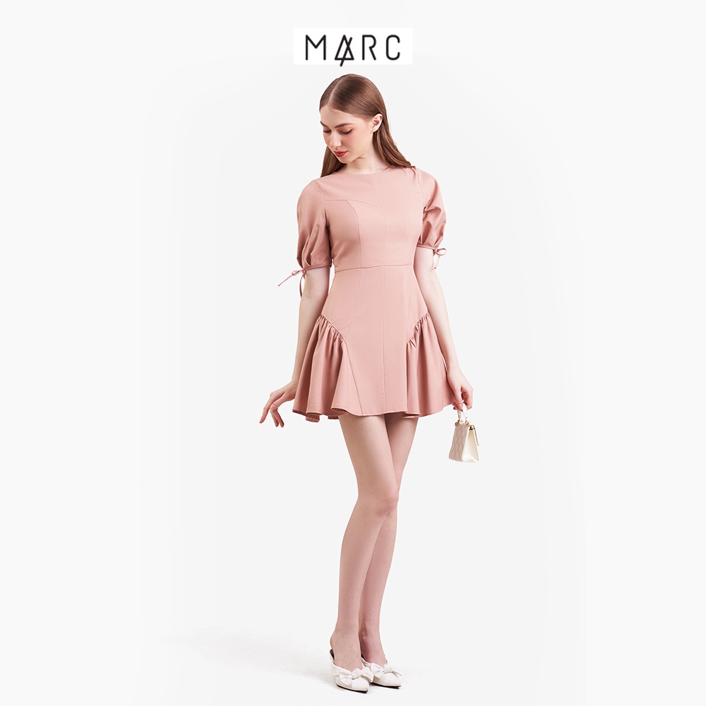 Đầm nữ MARC FASHION mini tay ngắn thắt nơ rả hông CBVH100522