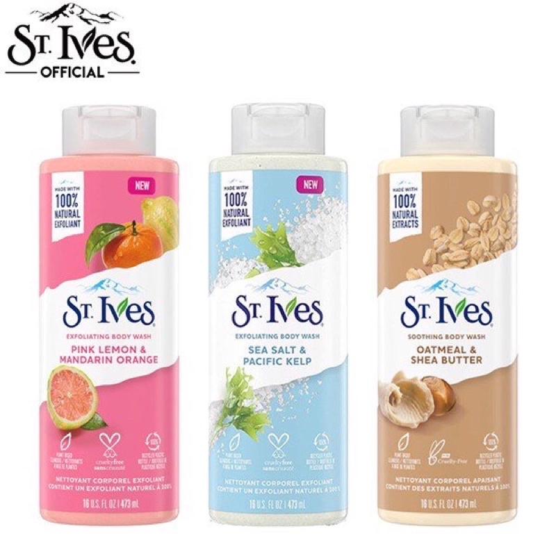 (USA) Sữa Tắm St.ives Tẩy Tế Bào Chết Dưỡng Toàn Thân 473ml mẫu mới