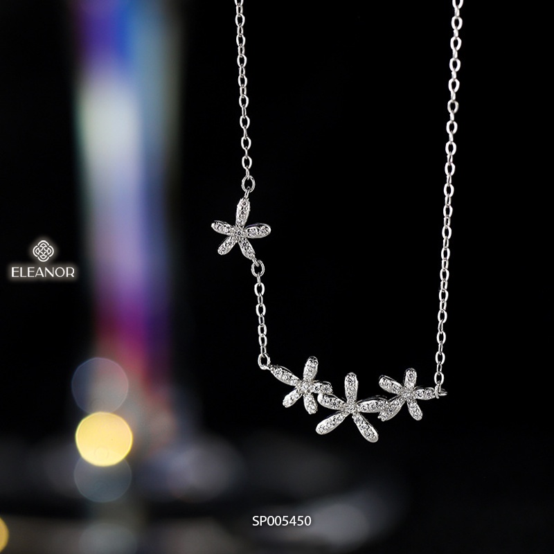 Dây chuyền nữ bạc 925 Eleanor Accessories mặt hình hoa đính đá sang trọng phụ kiện trang sức thanh lịch 5450