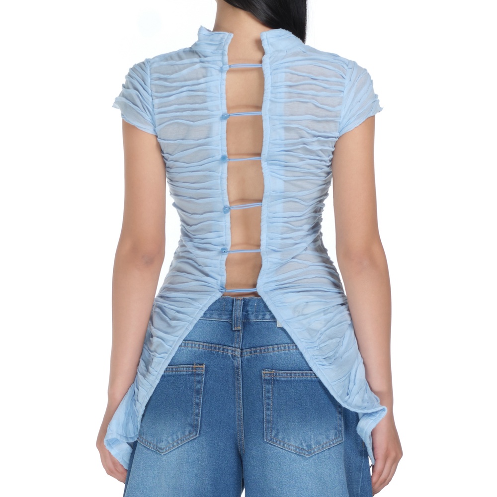 Áo cutout xanh dương HeartBurn