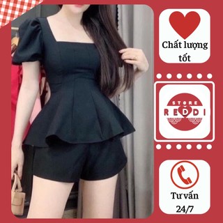 Sét áo peplum nơ lưng tay phồng reddi bigsize