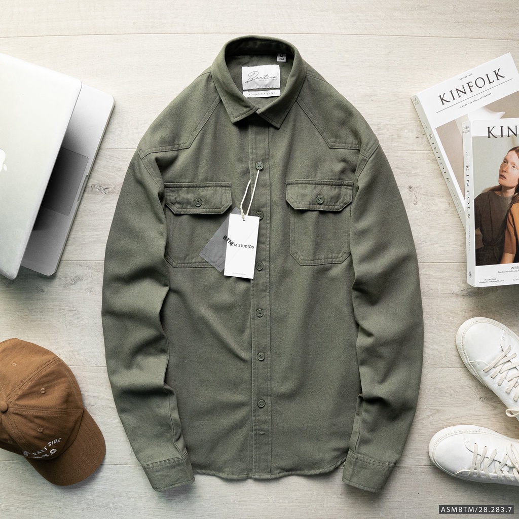 Áo sơ mi  kaki nam dài tay basic 2 túi dày dặn, chất lượng cực đẹp - 283.1 - BTM Studios