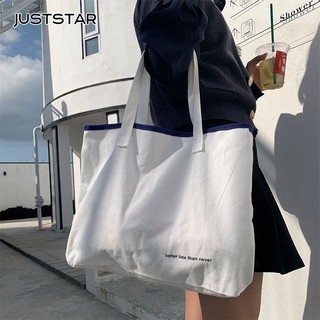 JUST STAR Túi Tote Đeo Vai Vải Canvas In Chữ Phong Cách Hàn Quốc Thời Trang Mới 2020 Cho Bạn Gái