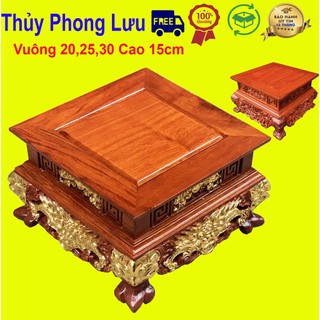 Đôn đế kỷ vuông rồng chân gỗ hương cao 15cm mặt 20,25,30cm