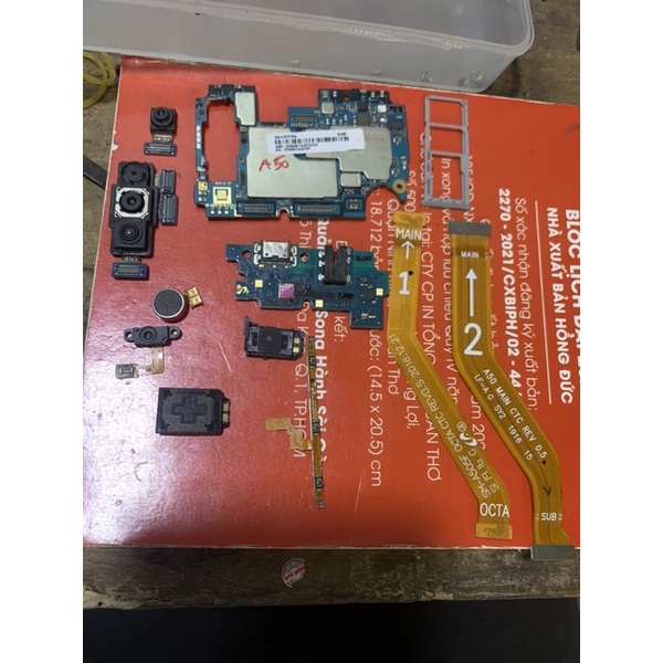 A50/cam trước /cam sau/cáp nối main1/cáp nối main 2/main sạc/cáp nguồn/loa trong/loa ngoài/cam Vân tay
