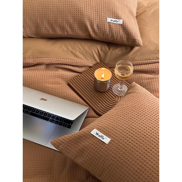 Bộ Chăn Ga Gối Cotton Đũi Dệt Waffle Bảng 7 Màu Đủ Kích Thước - Chăn Ga Nhà Chip