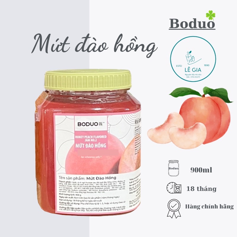 Mứt đào hồng Boduo hộp 900g