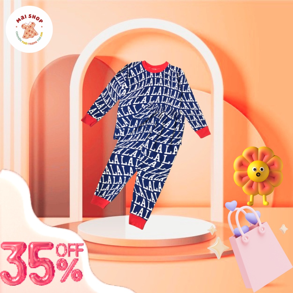 Bộ 25-36 kgCotton Dài Tay Thu Đông Cho Bé Trai, Gái Từ 20-36kg Hoạ Tiết Ô Tô Khủng Long Cho Bé Từ 5-10 Tuổi