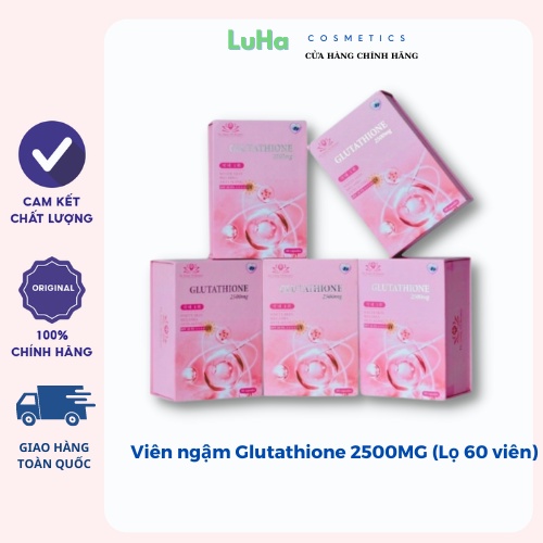 Viên ngậm Glutathione 2500MG hồng lọ 60 viên, trắng da, mờ nám, hủy nám, cân bằng nội tiết tố nữ, luhacosmetics