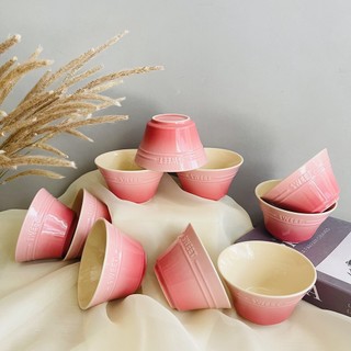 Bát ăn cơm, bát sứ, chén dĩa dễ thương màu hồng xinh xắn