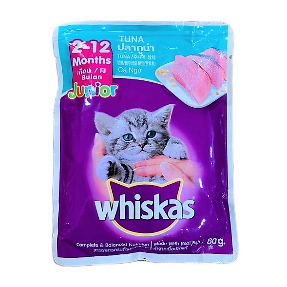 PATE CHO MÈO CON/MÈO TRƯỞNG THÀNH WHISKAS GÓI 80G