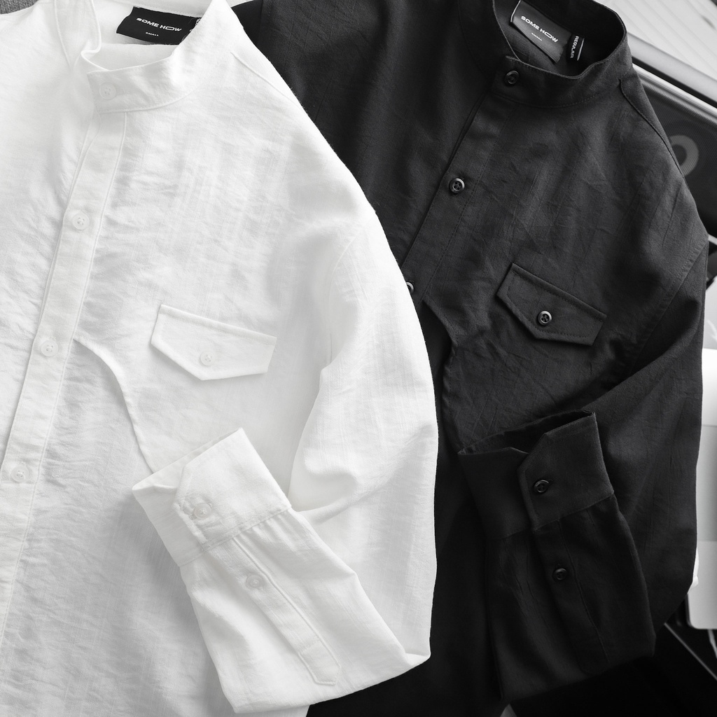 Áo Sơ Mi Nam Banded Left Chest Layer , Chất Vải Đũi Xược Thoải Mái , SM0034-05 ,SOMEHOW